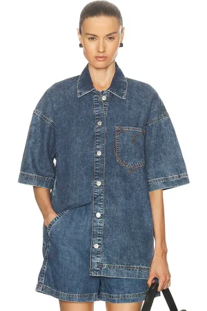 Moschino Short Sleeve Shirt in Denim-Dark