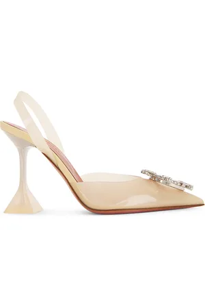 Amina Muaddi Begum 95 Glass Sling Pump in Cream