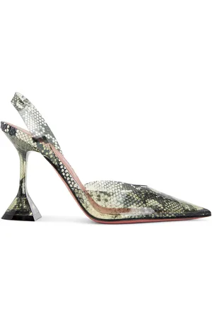 Amina Muaddi Holli Glass 95 Sling Pump In in Green