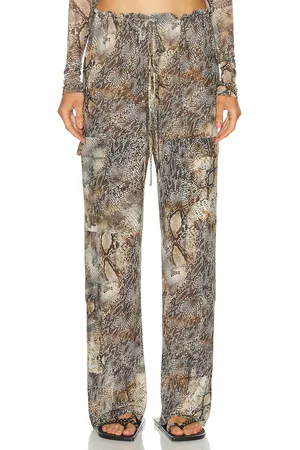 LAPOINTE Printed Mesh Drawstring Cargo Pant in Brown