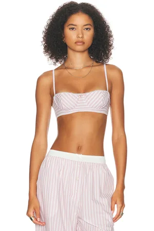 Helsa Wide Stripe Poplin Bra in Mauve