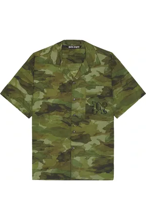 Palm Angels Seasonal Camp Short Sleeve Shirt in Green