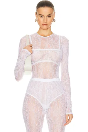 WARDROBE.NYC Lace Bodysuit in White