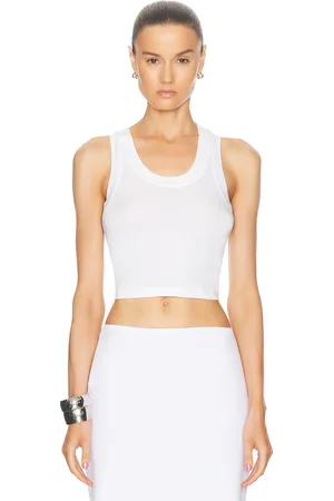 Norma Kamali Cropped Racer Tee in White