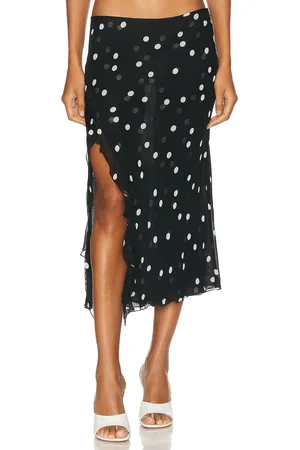 PRISCAVera Ruffled High Slit Skirt in