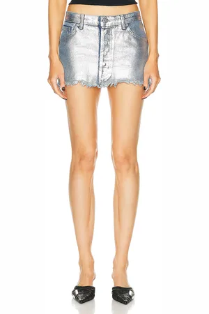 EB DENIM Micro Denim Skirt in Metallic Silver