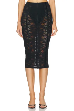 FLEUR DU MAL Le Stretch Lace Pencil Skirt in