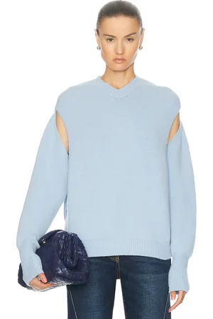 Salvatore Ferragamo Cutout Sleeve Sweater in Baby Blue