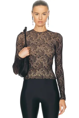 Balenciaga Lace Crewneck Top in Black