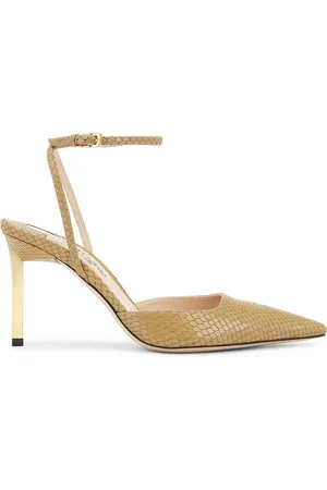 Tom Ford Glossy Stamped Python Slingback 85 Pump in Beige