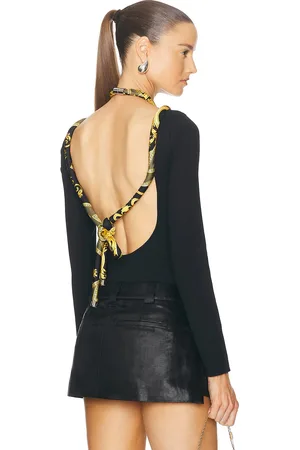 VERSACE Long Sleeve Bodysuit in Black