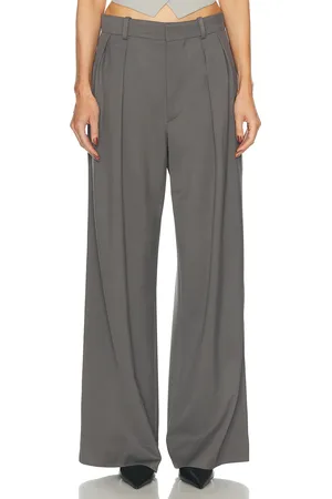 WARDROBE.NYC Low Rise Wide Leg Pant in Grey