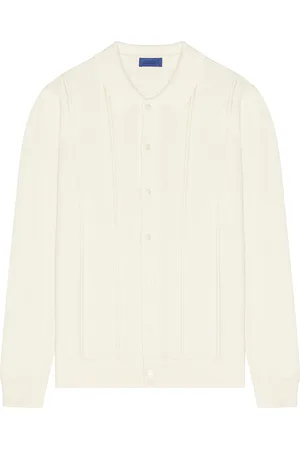Saturdays NYC Jahmad Linen Long Sleeve Polo in White
