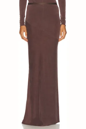 Atlein Long Bias Skirt in Brown