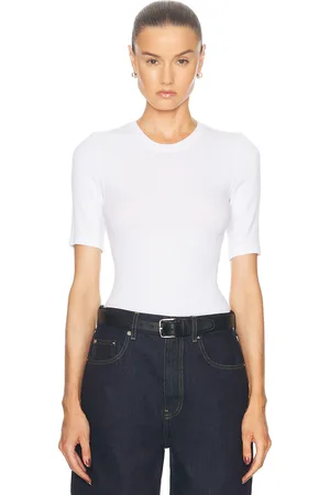 ENZA COSTA Silk Knit Half Sleeve Crewneck Top in