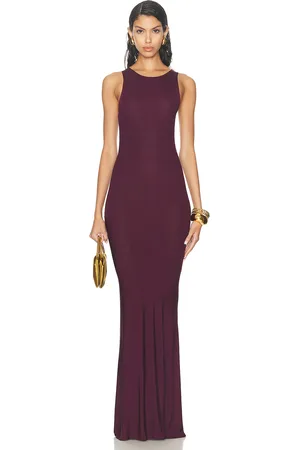 Atlein Sleeveless Bias Long Dress in Burgundy