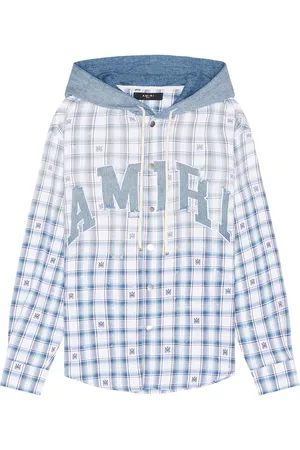 AMIRI Hooded Overshirt in Baby Blue