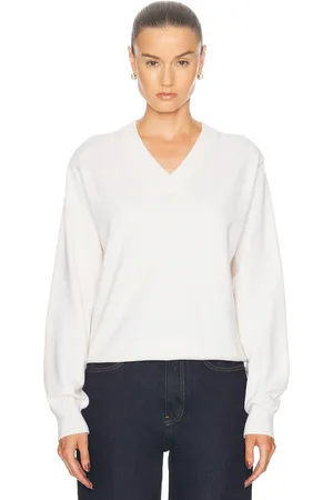 Rohe V-neck Pullover Sweater in Ivory