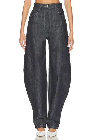 Matthew Bruch High Waisted Barrel Leg in Denim-Dark