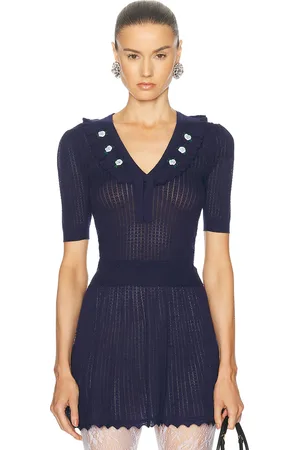 Alessandra Rich V-neck Sweater in Navy