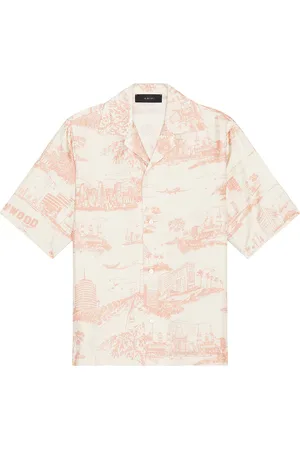 AMIRI LA Landmark Bowling Shirt in Cream