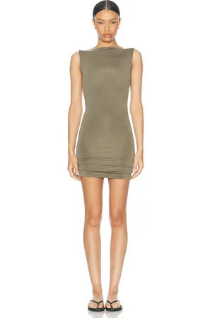 St Agni Cupro Jersey Mini Dress in Olive