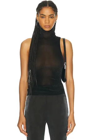 PRISCAVera Turtleneck Racerback Tank Top in Black