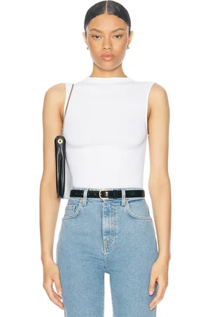 ENZA COSTA Silk Knit Rib Sleeveless Mockneck Top in