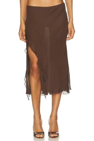 PRISCAVera High Slit Ruffle Skirt in