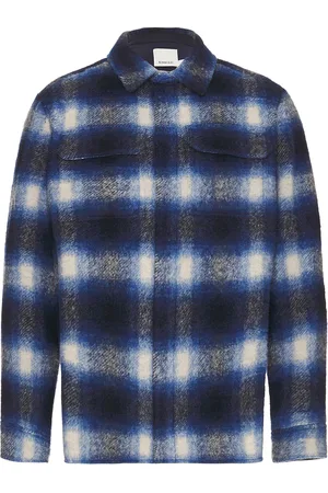 Simkhai Caleb Plaid Shirt Jacket in Blue