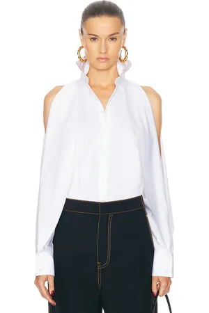 Alaïa Round Button Up Top in White