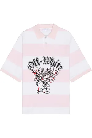 OFF-WHITE Bicolor Gang Short Sleeve Polo in Pink
