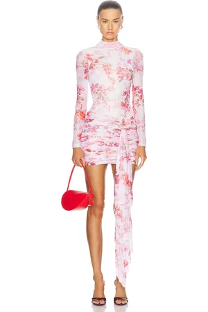 PATBO Floral Haze Stretch Tulle Mini Dress in Pink