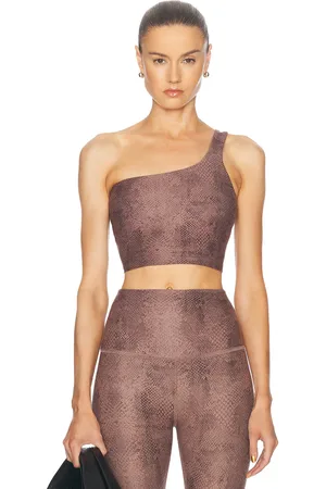 Beyond Yoga Softmark One And Only Shoulder High Cropped Tank Top in Brown
