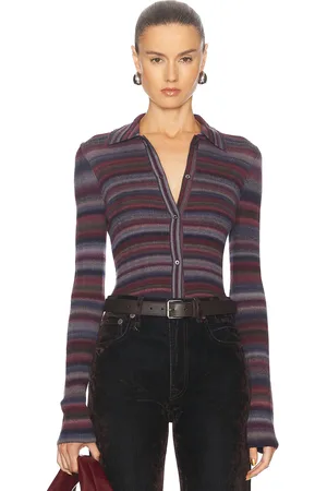 RE/DONE Ribbed Polo Cardigan in Lavender