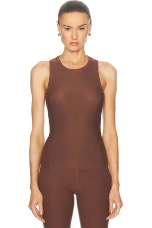Beyond Yoga Featherweight Your Fit Shirred Tank Top in Brown