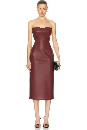 MARIANNA SENCHINA Love Lock Leather Dress in Burgundy