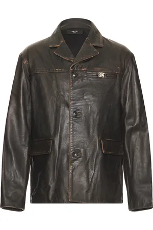 AMIRI Tumbled Leather SB Jacket in Brown