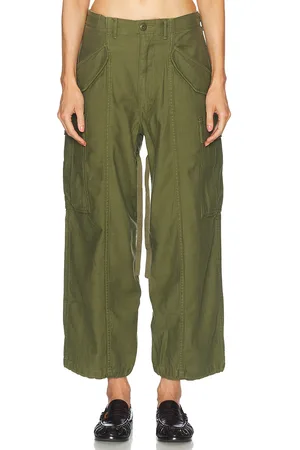 R13 Cropped Cargo in Olive