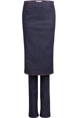 Alaïa Straight Leg With Skirt in Denim-Dark