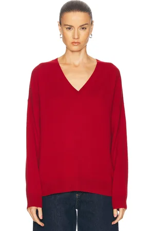 Leset Zoe V Neck Sweater in Red