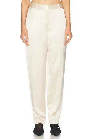 Totême Low Waist Satin Trouser in Ivory