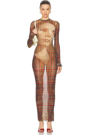 Jean Paul Gaultier Tartan Face Long Dress in Red