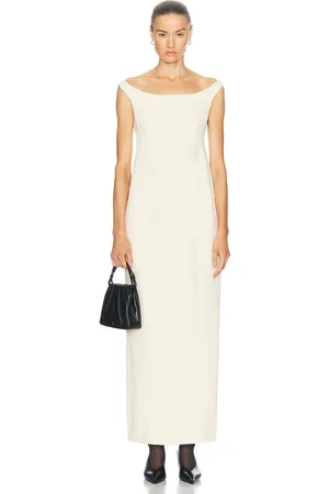 Totême Curved Off Shoulder Dress in White