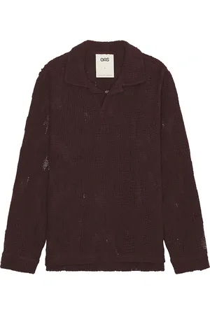 Oas Grot Crochet Long Sleeve Polo in