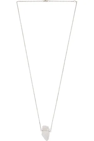 JIA JIA Large Crystal Quartz Gold Bar Necklace in Metallic Silver