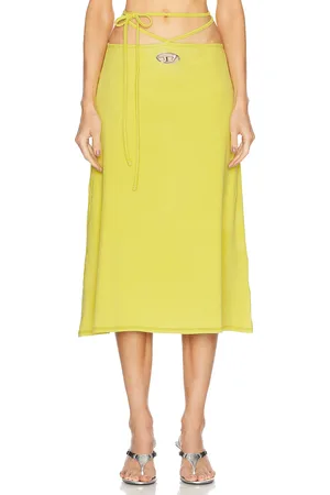 Diesel Tie Waist Midi Skirt in Yellow