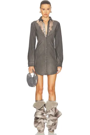 Diesel Sheer Mini Shirt Dress in Grey