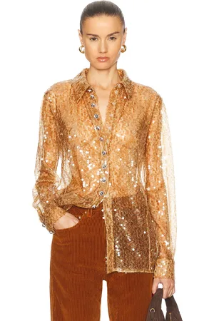 Paco rabanne Sequin Top in Metallic Gold