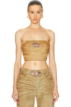 Diesel Cropped Tube Top in Brown
